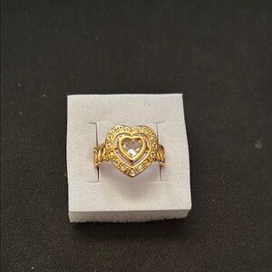 Gold Heart Ring with Crystal Accent